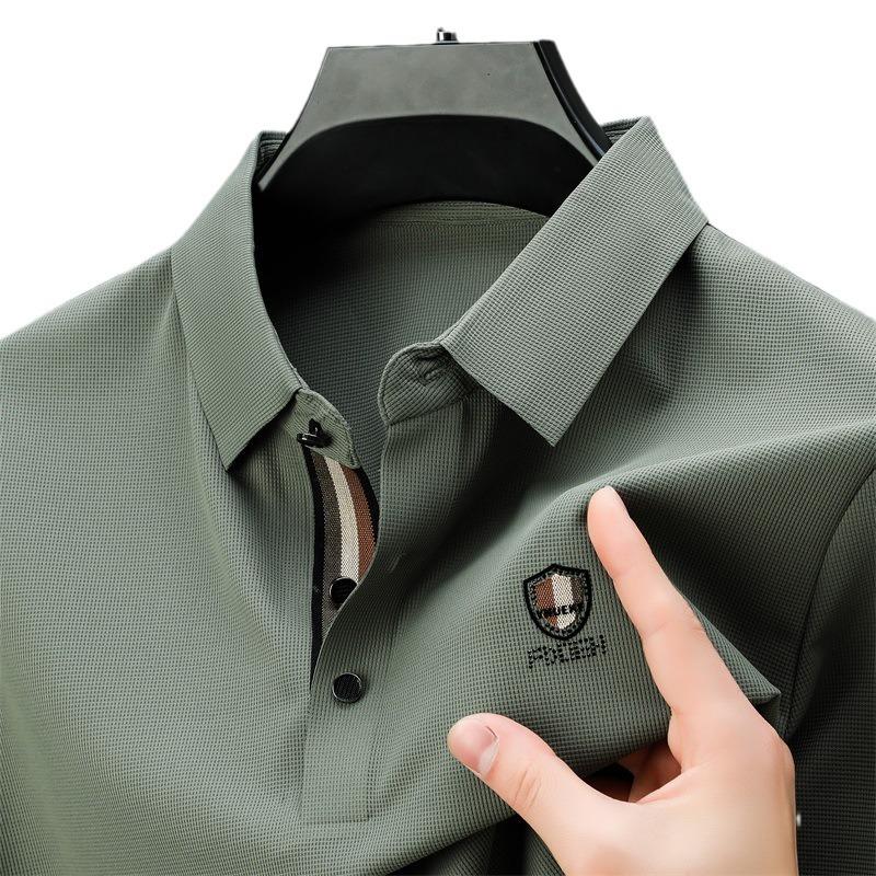 Ice Silk Traceless Short Sleeve T-Shirt Men'S Business Casual Polo Shirt Lapel Half Sleeve T-Shirt Top