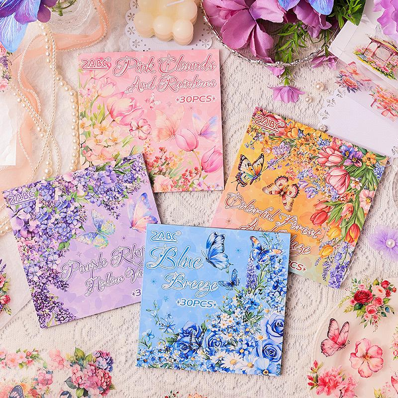 Misty Mountains Floral Journal Stickers - 4 Designs, 30 Sheets/Pack