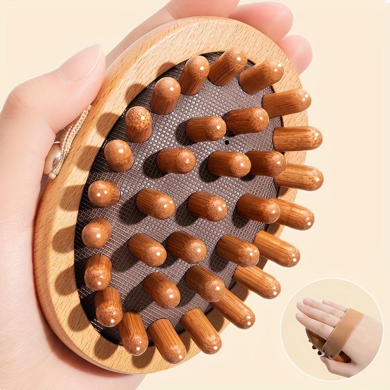 

1pc Wooden Meridian Massage Brush Soft Manual Full Body Gua Sha Massager Head Abdomen Leg Body Relaxation Home Use Anti-Fatigue