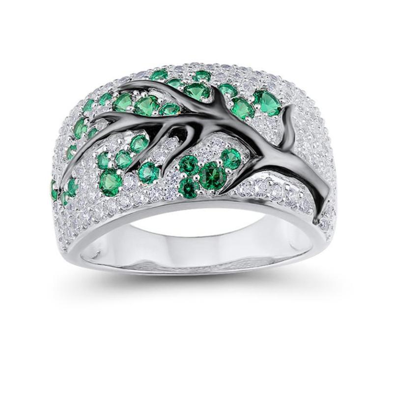 Branch Inlaid Stone Ring Plum Blossom Ring