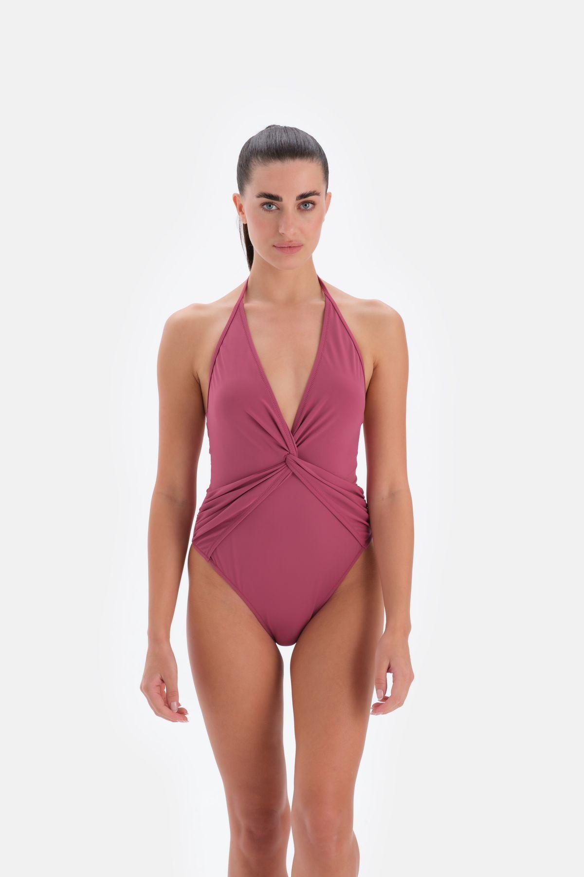 

Женский модный новый купальник сливовый 3124My Neck 2XL
