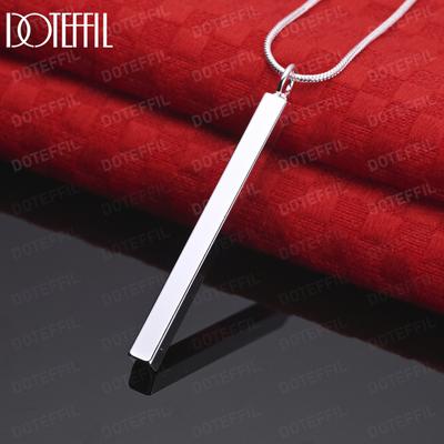 925 Sterling Silver 18 Inch Straight Column Pendant Necklace Fashionable Wedding Jewelry