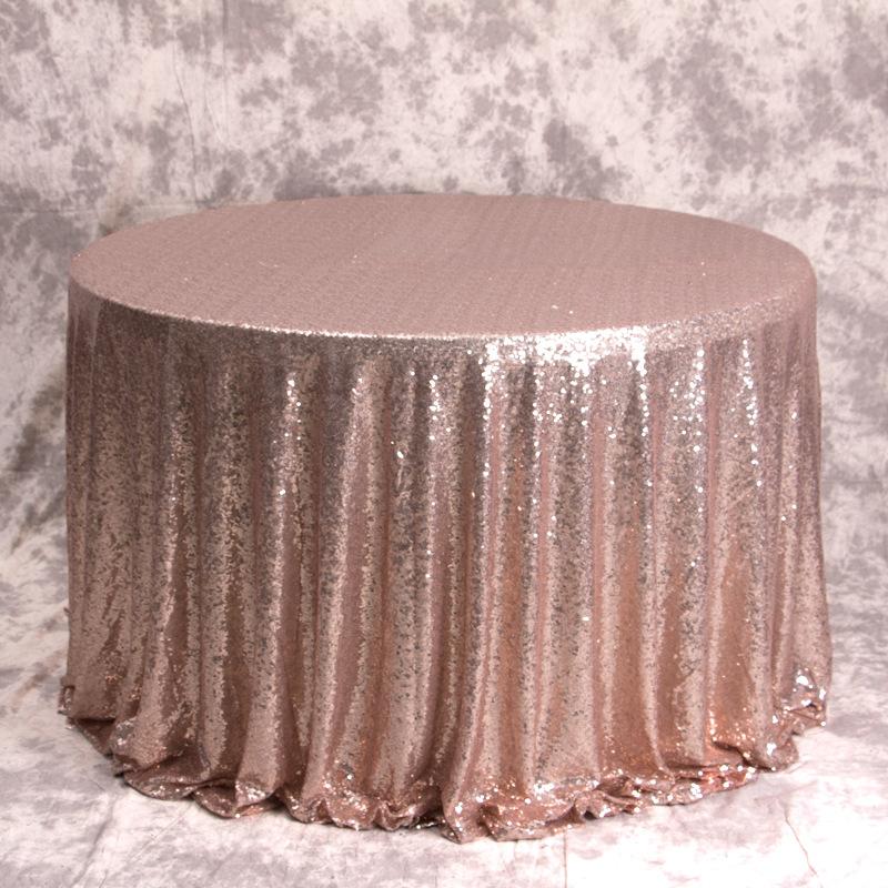 Round Rose Gold Sequin Tablecloth Glitter Table Cloths for Birthday Wedding Bridal Baby Shower Party Decorations