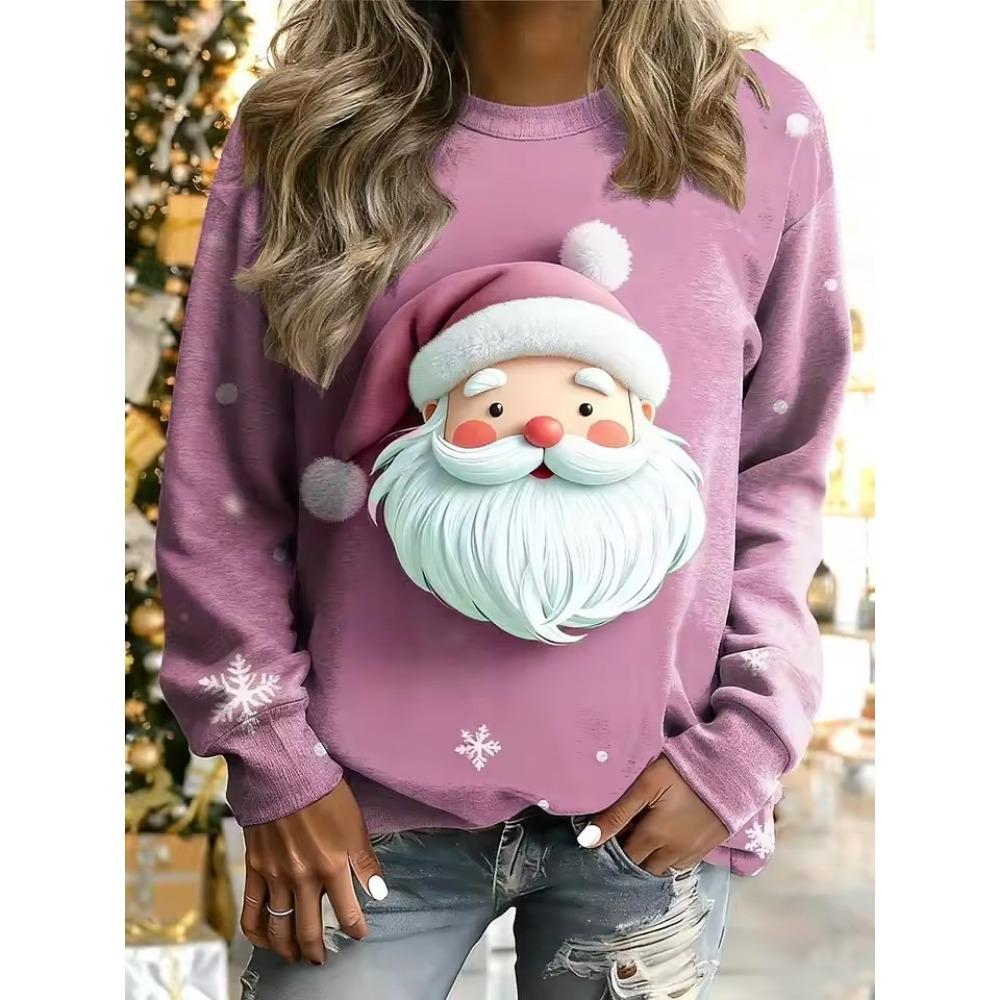 Fall Winter Pullover Women's Funny Old Lady Sweatshirt Trendy 3D Print O-Neck Long Sleeve Tops  Women's Apparel Streetwear