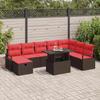 Garden Sofa Set with Cushions and Storage 9 pcs Poly Rattan