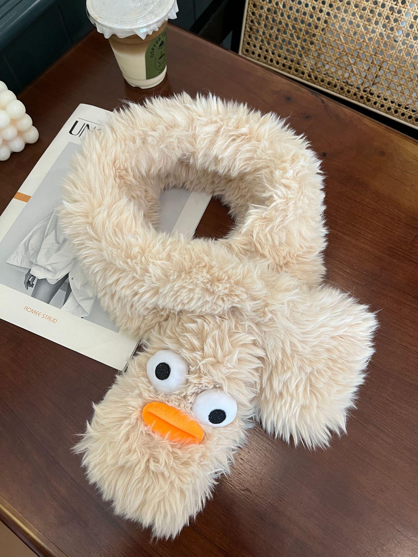 

Забавный милый маленький монстр шарф женский зимний утолщенный теплый крест студенческий колбасный рот плюшевый шарф 100-135CM хаки