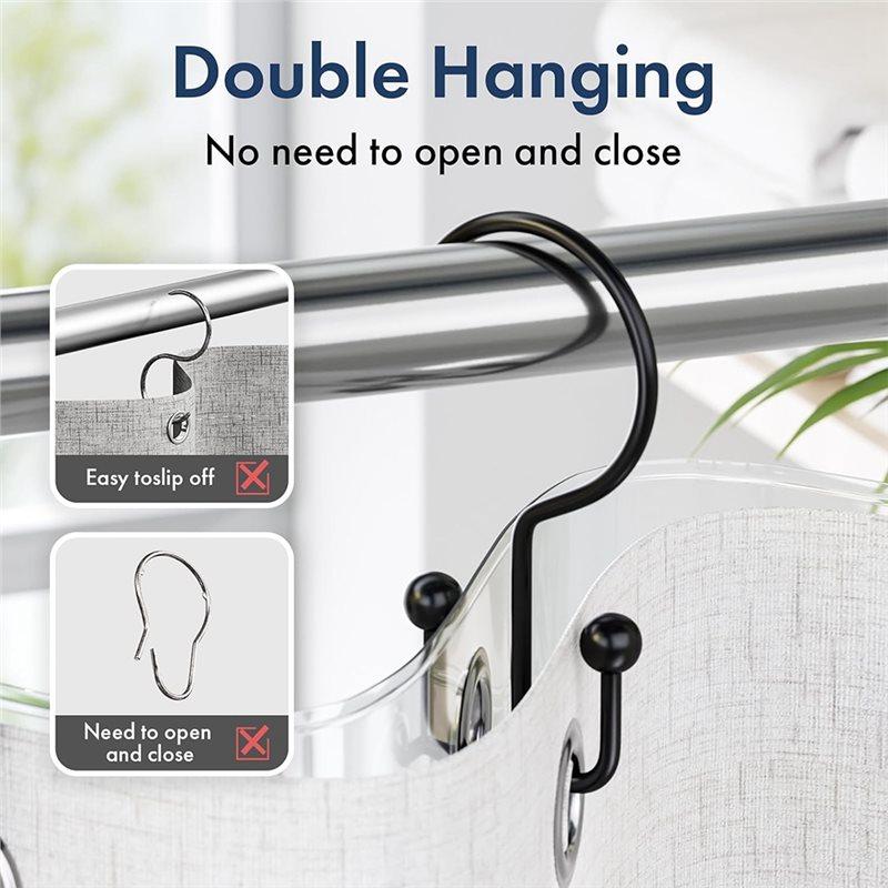 Matte Black Shower Curtain Ring Metal Shower Curtain Ring Double Hook Shower Curtain Ring