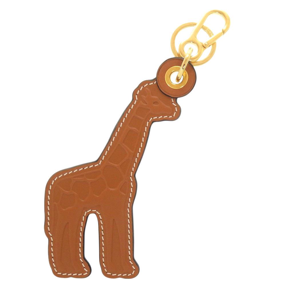 Used AUTHENTIC LOEWE GiraffeKey Holder Brown/yellow Leather