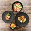 rebirth Natural Series Flat Plate Set of 4 Plates Made in Japan Black Plastic Light Dishwasher Microwave Safe 26.7cm (Black)