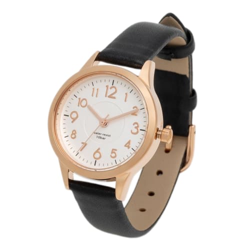 Fieldwork Women's Waterproof Juvia Analog Watch with Leather Strap, ST257Z-5, Black