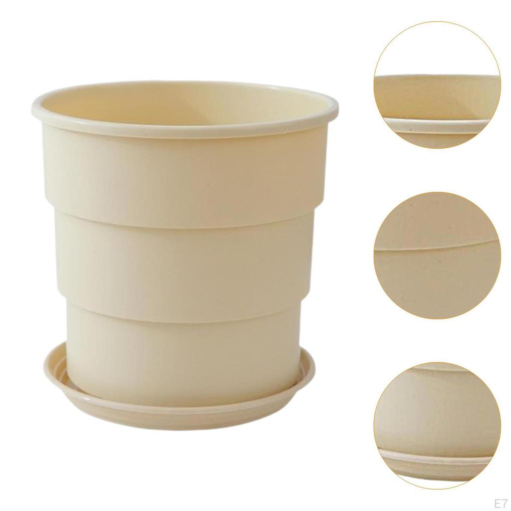 Flower Plant Pot Minimalist Portable Versatile Use Small Planter with Drainage Hole and Saucer for