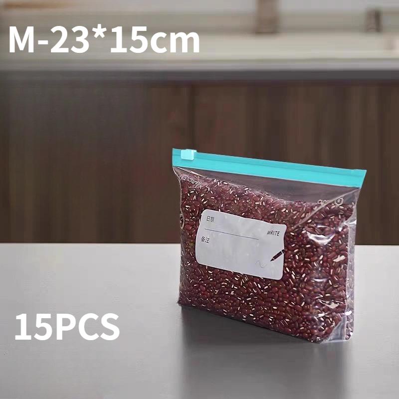 Reusable Food Storage Bags Leak-Proof & Airtight Food Storage Bags Kitchen Freshness Bags M-15PCS прозрачный