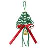 Hand-Woven Christmas Tree Ornaments Rustic Xmas Tree Shaped Handicrafts with Golden Cow Bell And Red Bow for Winter New Year Party Decorations
