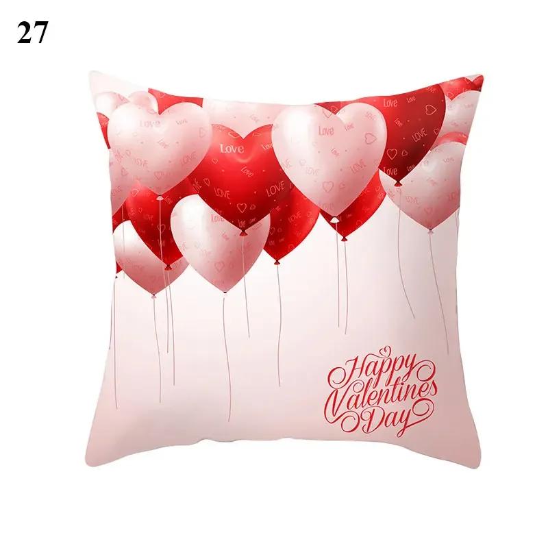 Valentine's Day Cushion Cover Red Heart Print Pillowcase  Sofa