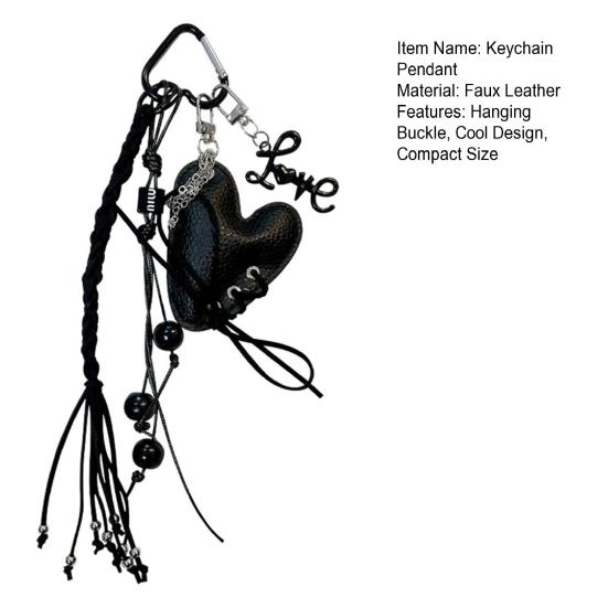 Přívěsek na klíče Multifunkční závěsná přezka s karabinou Řemínek z umělé kůže ve tvaru srdce Přenosný přívěsek na tašku