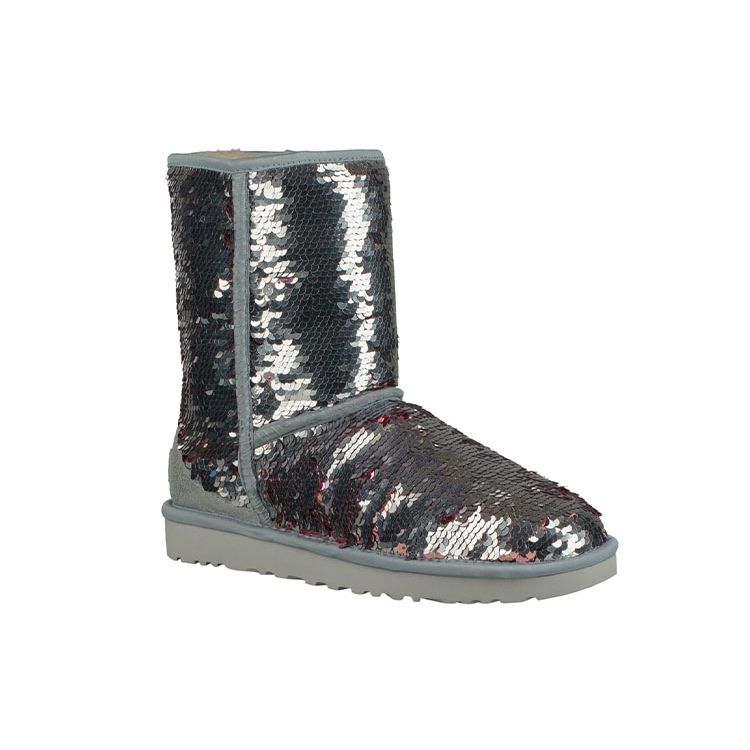 UGG  Classic Short Boot Sequin - Silver Women Sneakers 1094982-SLVR