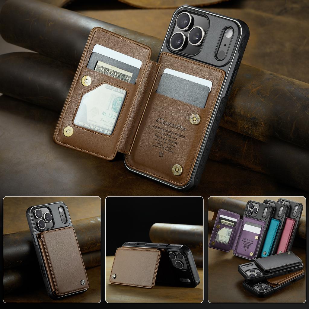 Luxury Magnetic Flip Card Solt Leather Case For iPhone 17 Pro Max 16 Plus 15 Plus 14 13 12 11 Slim Stand Shockproof Bag Cover