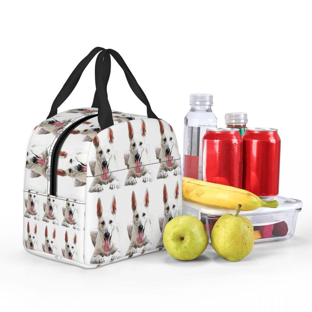 White Swiss Shepherd White German Shepherd Insulated Lunch Bag for Women Children Portable Food Boxes Thermal Lunch Box Tote