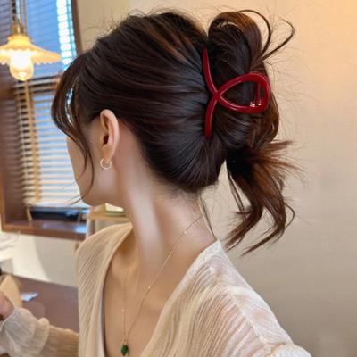 Red Hair Claw Clips Women Girls Large Geometric Acrylic Crab Hair Clamps Elegant Barrettes Clips Female Fashion Hair Accessories