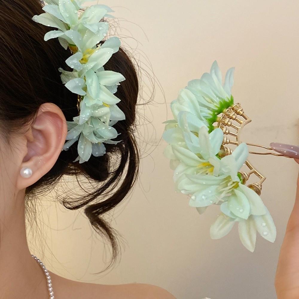 Large Flower Hair Stick Bohemian Bride Hair Accessories Elegant Chinese Style Side Clip Girls