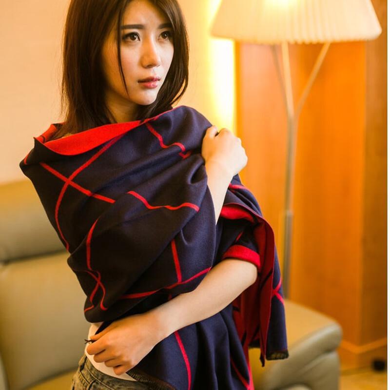 Double-Sided Plaid Office Shawl Scarf