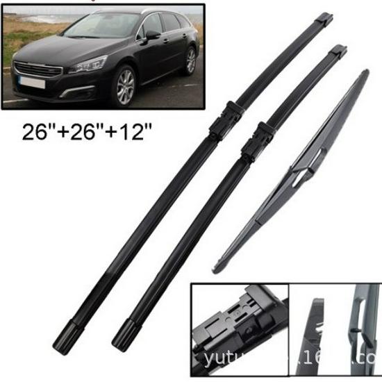 Peugeot 508 SW MK1 2010-2018 Wiper Blade Set: Front & Rear 26" + 26" + 12"