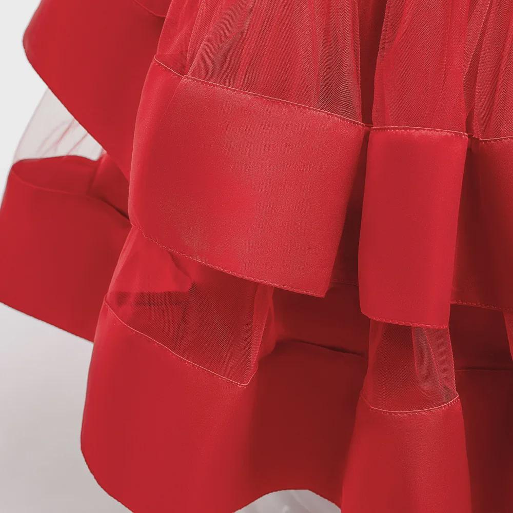 Girls' Satin Beaded Princess Dress - Children's Cake Mesh Evening Gown