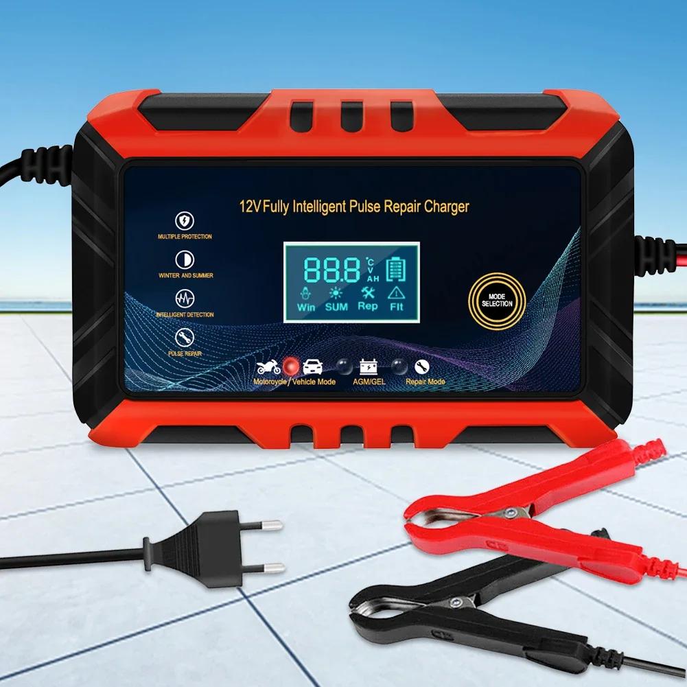 12V 6A Battery Repair Charger Full Automatic Car Battery Charger Intelligent Pulse Repair Charger for Auto RV ATV SUV Batteries
