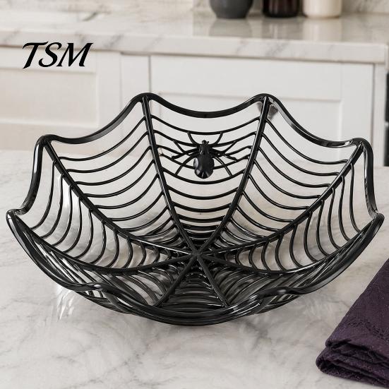 Lightweight Snack Organizers 3 Pcs Halloween Spider Web Baskets, Plastic Cobweb Fruit Holder, Trick or Durable Candy Buckets Treat Bowl for