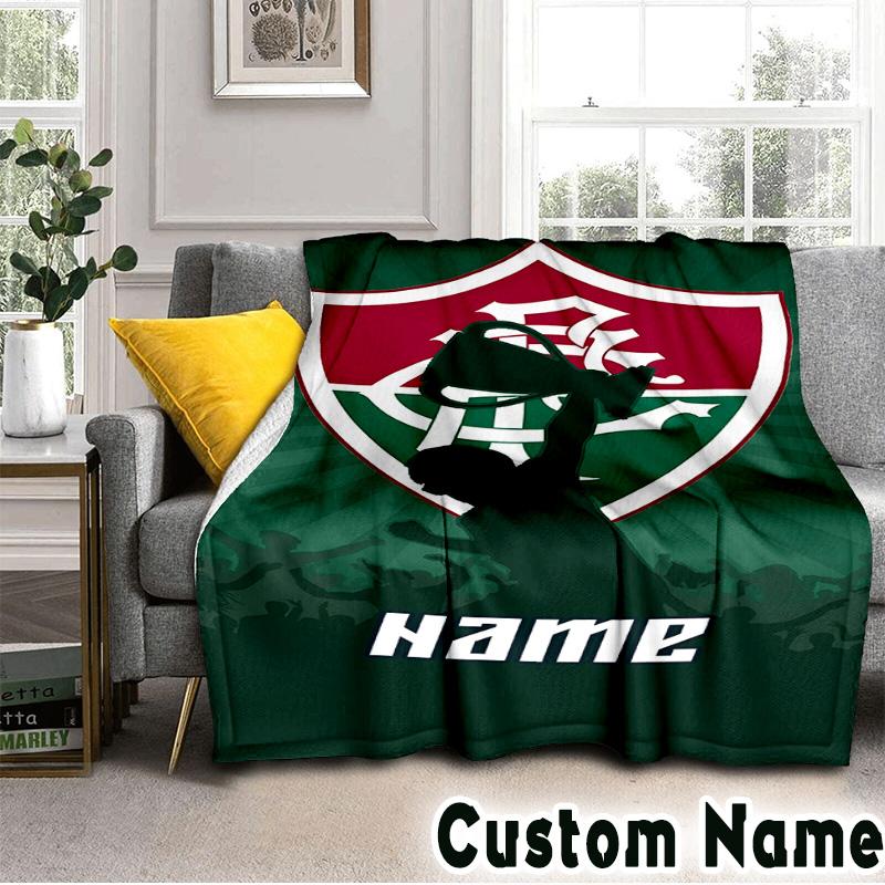 Custom Name Fluminense Football Club Throws Blanket Flannel Blankets for Couch Bed Gifts for Men Women Picnic blanket Christmas fan gifts