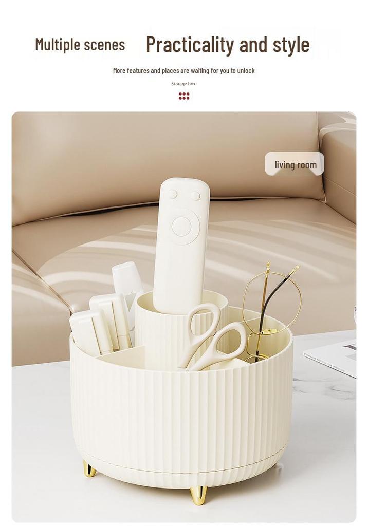 Rotary Makeup Organizer: Light Luxury Plastic Holder for Brushes on Desktop