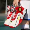 Autumn/Winter Warm Boys' Leather Rotating Buckle Basketball Shoes with Velvet, Children's Sports Professional Basketball Shoes