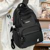 Solid Color Versatile College Student Backpack Nylon Lightweight Large Capacity Computer Backpack School Commuting Travel Bag