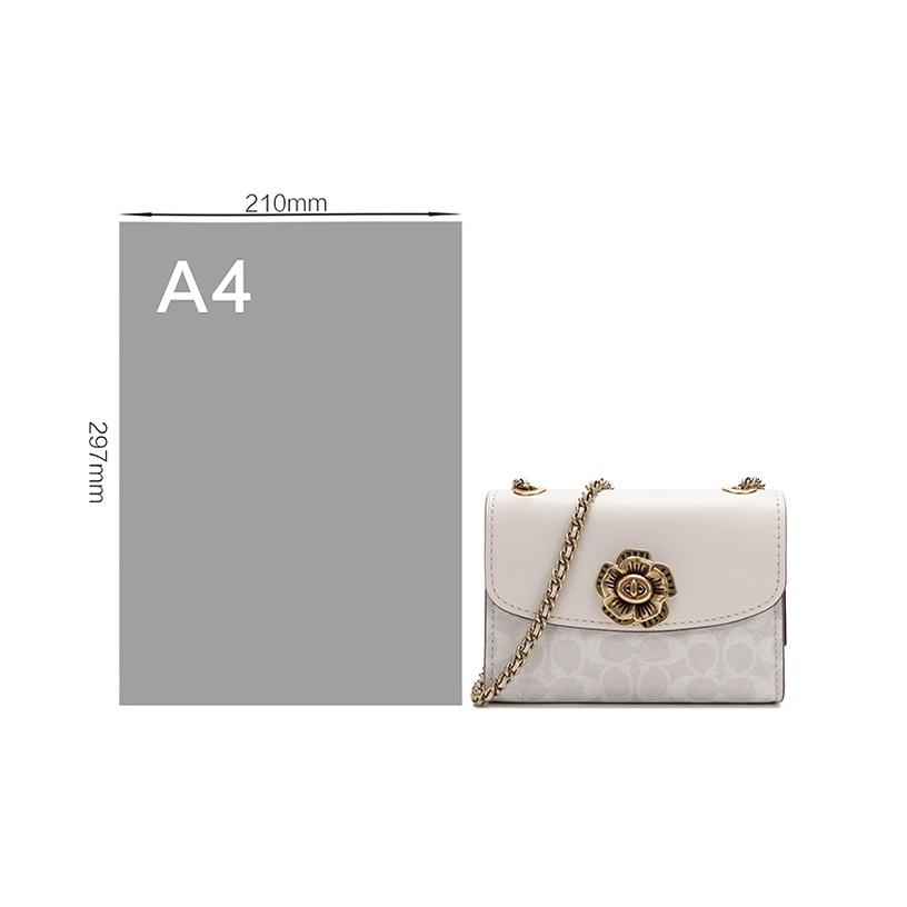 Coach Parker 18 Camellia Chain Strap Canvas And Leather Crossbody Bag Small Women bags Pink White 34256-B4R7B