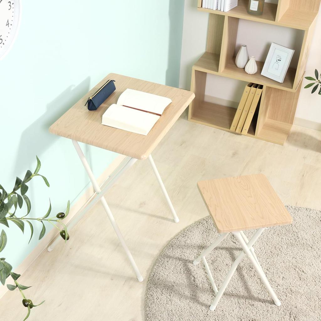 Fuji Boeki Folding Table and Chair Set for Desk W X 48cm D X with Chair W X 31cm D X 46cm 85408 Single-Person Telework, (50.3cm 69.6cm H) (32.5cm H),