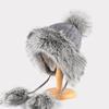 Plush knitted hat women's winter plush thickened imitation fur wool hat cute hairball ear hat