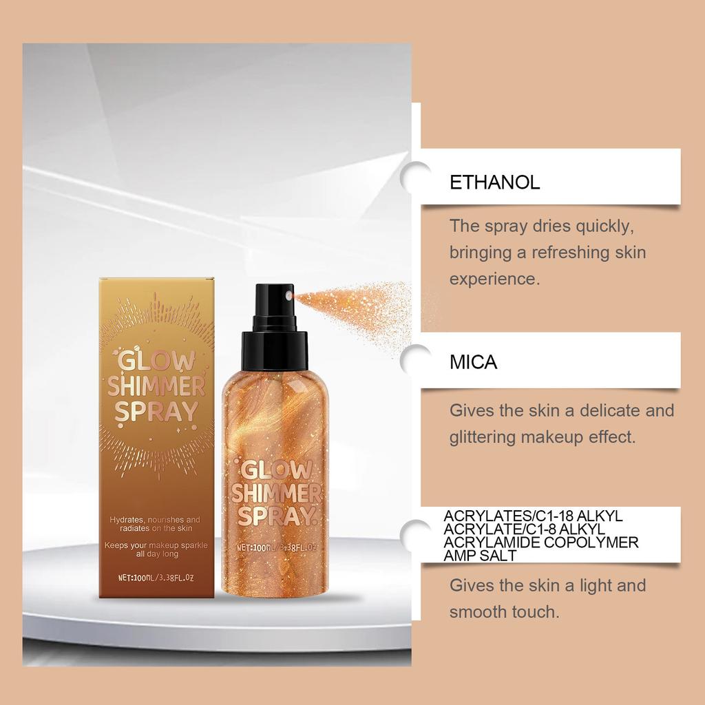 Shiny Body Glitter Spray Natural Glitter Non Sticky Body Spray100ml