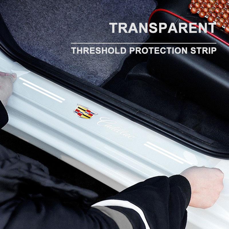 Car Door Sill Protector Stickers Transparent Decor Decal Threshold Strip For Cadillac CTS STS DTS SRX XLR ATX Escalade Seville Tiburon