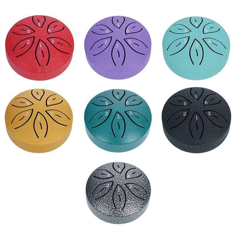 Steel Tongue Drum Portable Rain Drum Hand Pan Drum Percussion Musical Instruments 3 Inch 6 Notes For Yoga Meditation Musical Toy