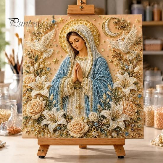 Christmas Home Decoration Faux Pearl Art Kit, DIY Snowman Painting 3D Festive Living Room Accents Xmas Scenes Crafting Project for Adults Beginners,