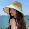 Weave Bow Fisherman Hat Large Bow Straw Hat Elegant Sunscreen Bucket Hat  Summer