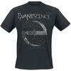 Camiseta Evanescence Grunge Logo, Camiseta Rock Gótico com Lua Crescente Desbotada & Estampa de Texto Repetido, Merchandising para Fãs da Banda