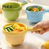 Rice Washing Bowl Drain Basket with Handle And Fork, Double-layer Separation Design, Fruit Vegetable Washer Portable Multi-purpose Kitchen Strainer,