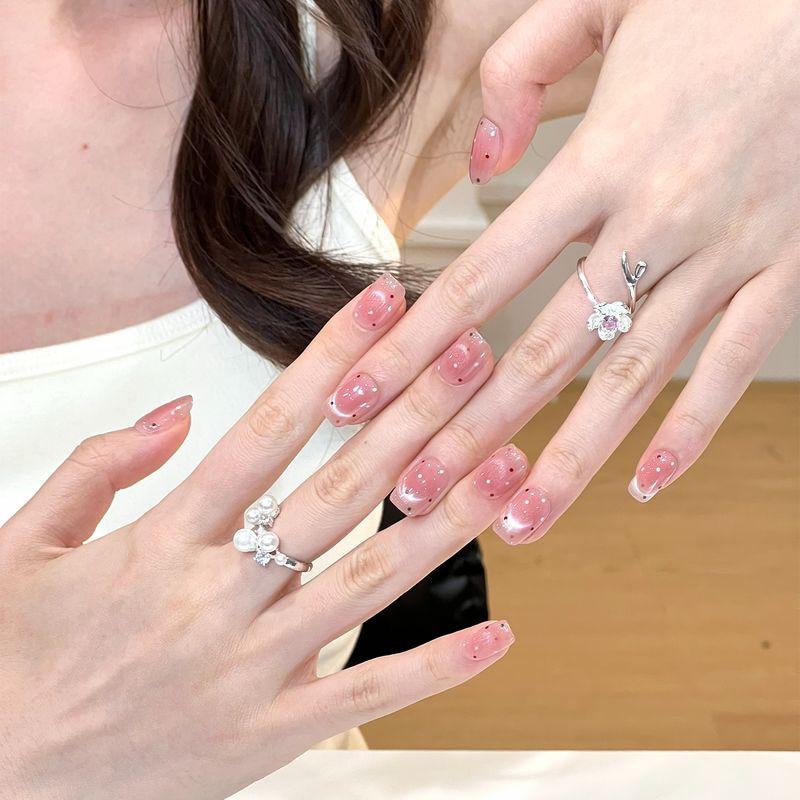 Ks Nail Art Wearable Nails Short Style 2026 New Model High-End Super Popular Cat Eye Handmade High-Quality Nude Color Stunning Nail Pieces