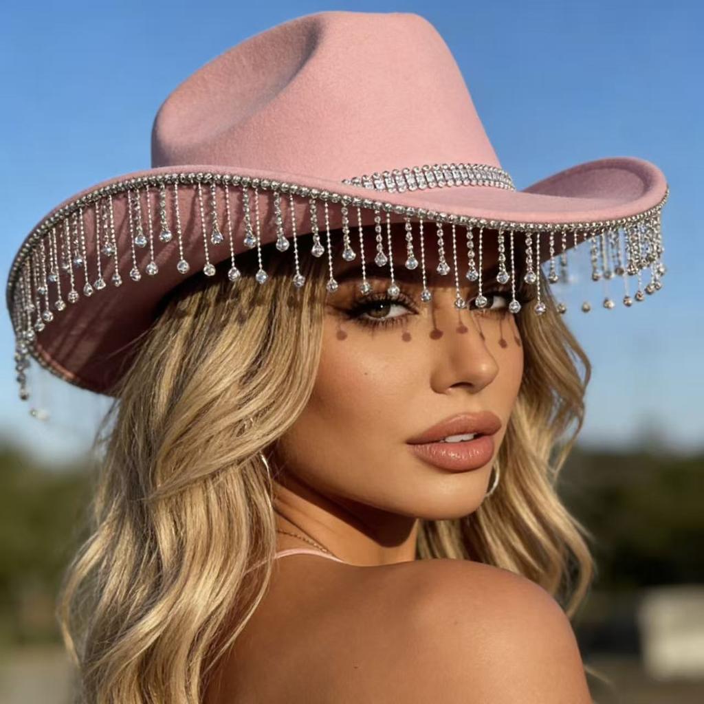Tassel Felt Fashion Western Cowboy Hat Fashion Summer Versatile Hat Hepburn Party French Top Hat
