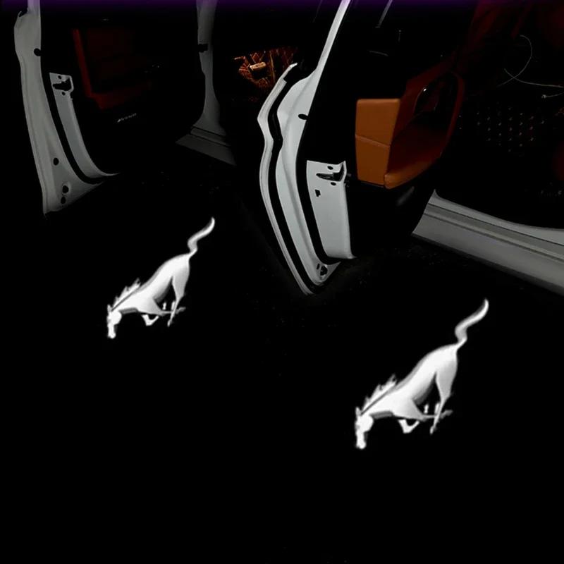 New 2026 Car Sticker For Ford Led Car Door Welcome Light Projector Lamp for Ford Mustang Shelby Focus Fusion Transit Fiesta Mond