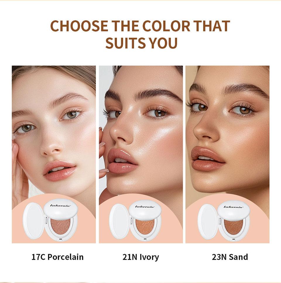 Glow Cream Cushion Foundation Hydrating 24H Long Lasting Moisturizer Natural Light Coverage Radiant Skin Finish Daily Portable Face Makeup Cosmetic