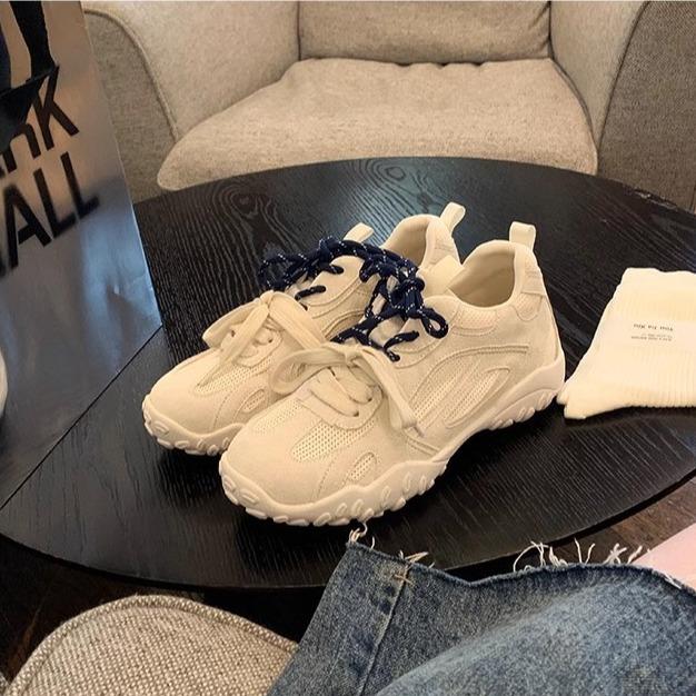 Grape Mother, the Same Style, Inner Height-increasing Thick-soled German Training Shoes, Women's Autumn New Board Shoes, Double Lace-up Breathable Mes