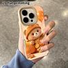 Phone Case: 2D flat lambskin suitable for iPhone 18 17 16 15 14 13 Pro film protective case,warm orange simple, Christmas and Halloween gift