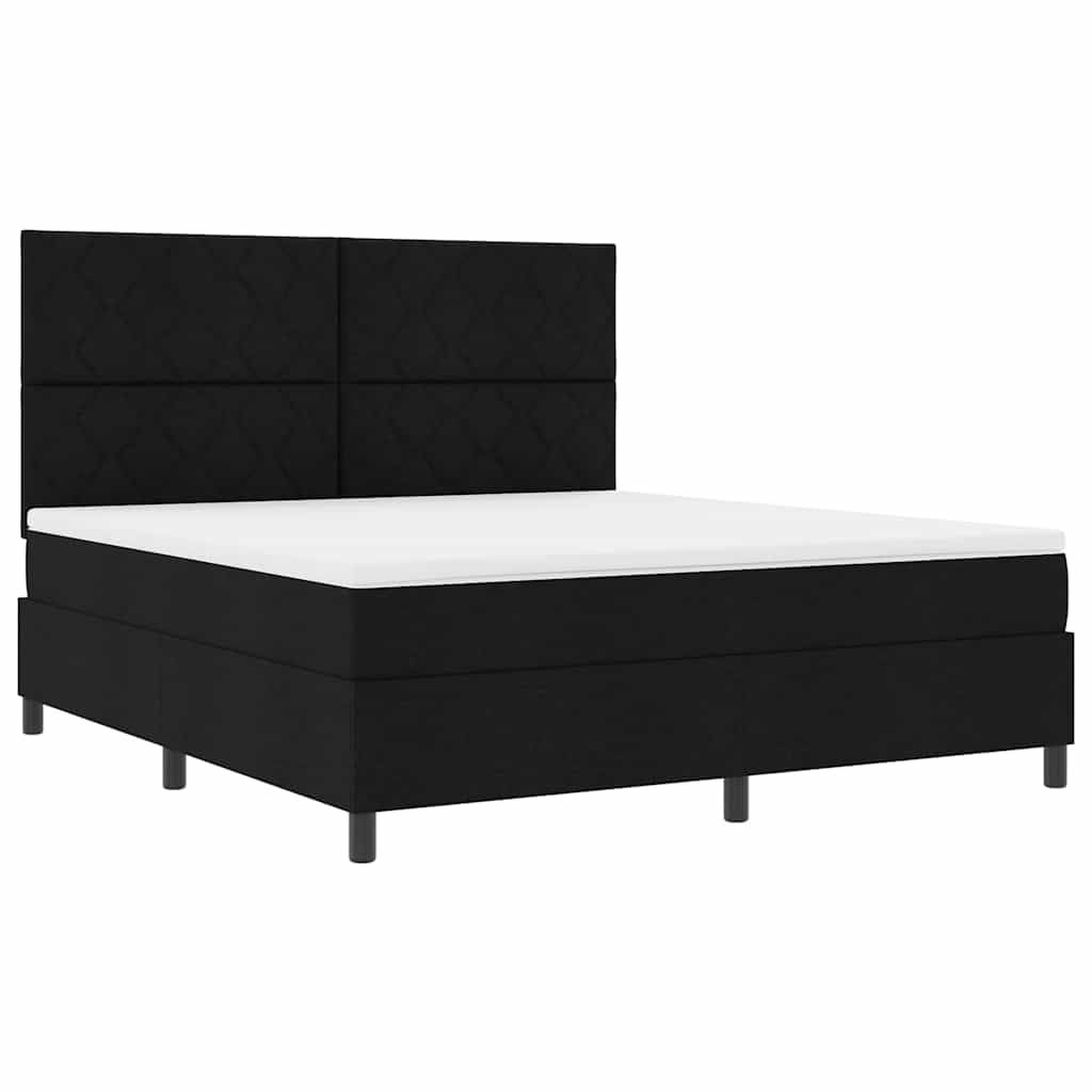 Box Spring Bed with Headboard Black 180 x 200 cm Fabric